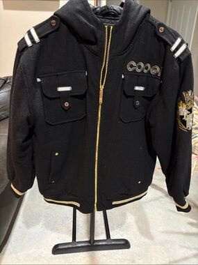 COOGI Black Bomber Jacket with Gold Trim and Crest